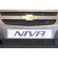 Защита радиатора Chevrolet Niva I рестайлинг (L /LC/ GL/LE/LE) 2009-2020 черная Стрелка