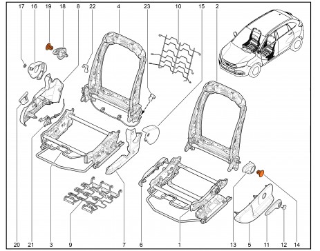 Крышка ручки регулировки наклона спинки Lada XRAY Cross