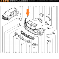Кронштейн крепления переднего бампера правый Lada XRAY
