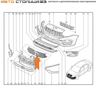 Решетка бампера верхняя Лада Веста NG с 2022г (седан, SW)