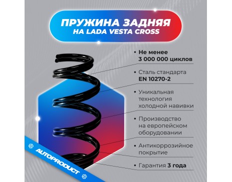 Пружины задней подвески Лада Веста (Cross, SW Cross) (комплект 2шт) АВТОПРОДУКТ DRIVE