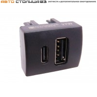Зарядное устройство USB + TYPE-C Лада Гранта / Калина-2, Приора, Датсун SHTAT быстрая зарядка 27W