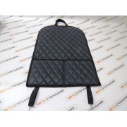 Защитная накидка на сиденье с карманами экокожа-ромб (черная кожа, синяя нить) ArmAuto